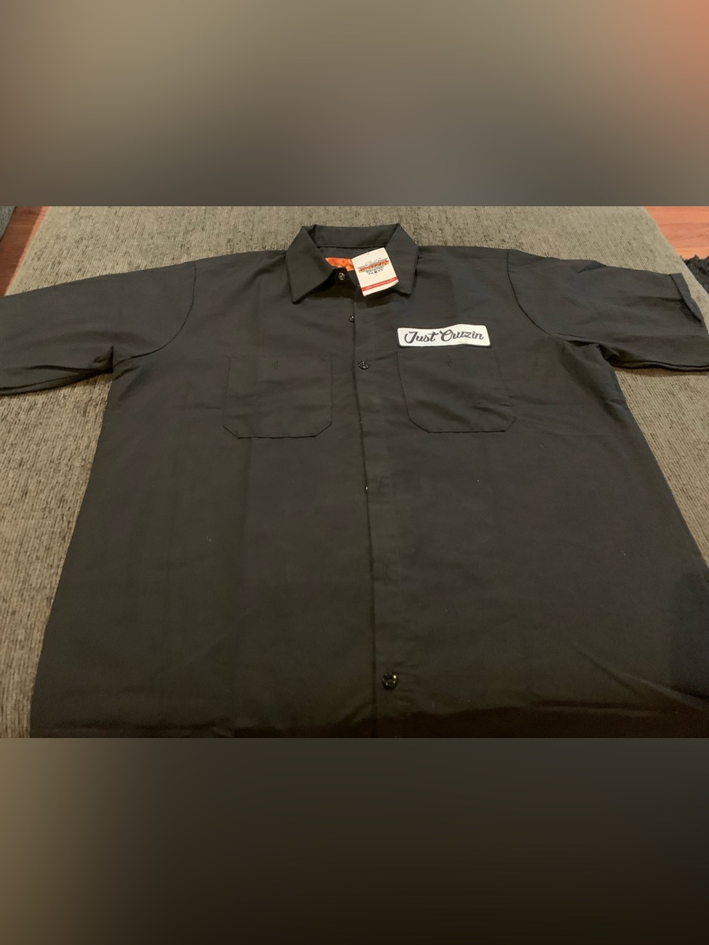 Red Kap Short Sleeve Industrial Work Shirt tailored w custom Just Cruzin logo
